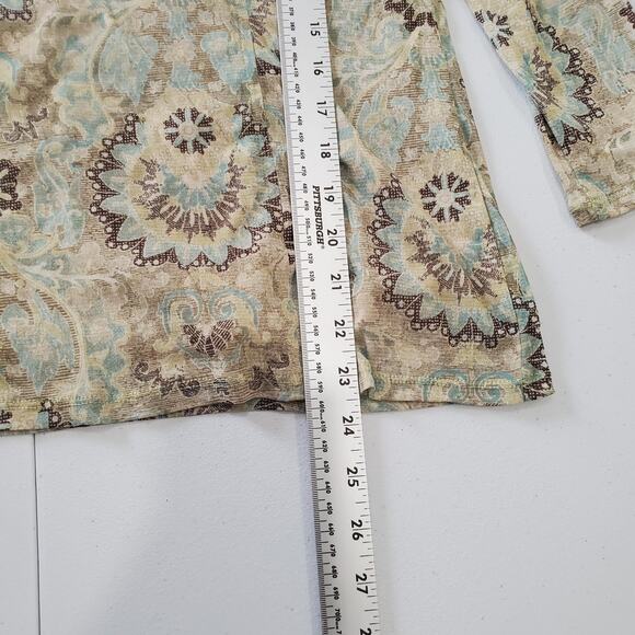 Y2K Babydoll Forest Fairy Top Womens Large Green Pattern Boho Long Sleeve - Picture 5 of 7